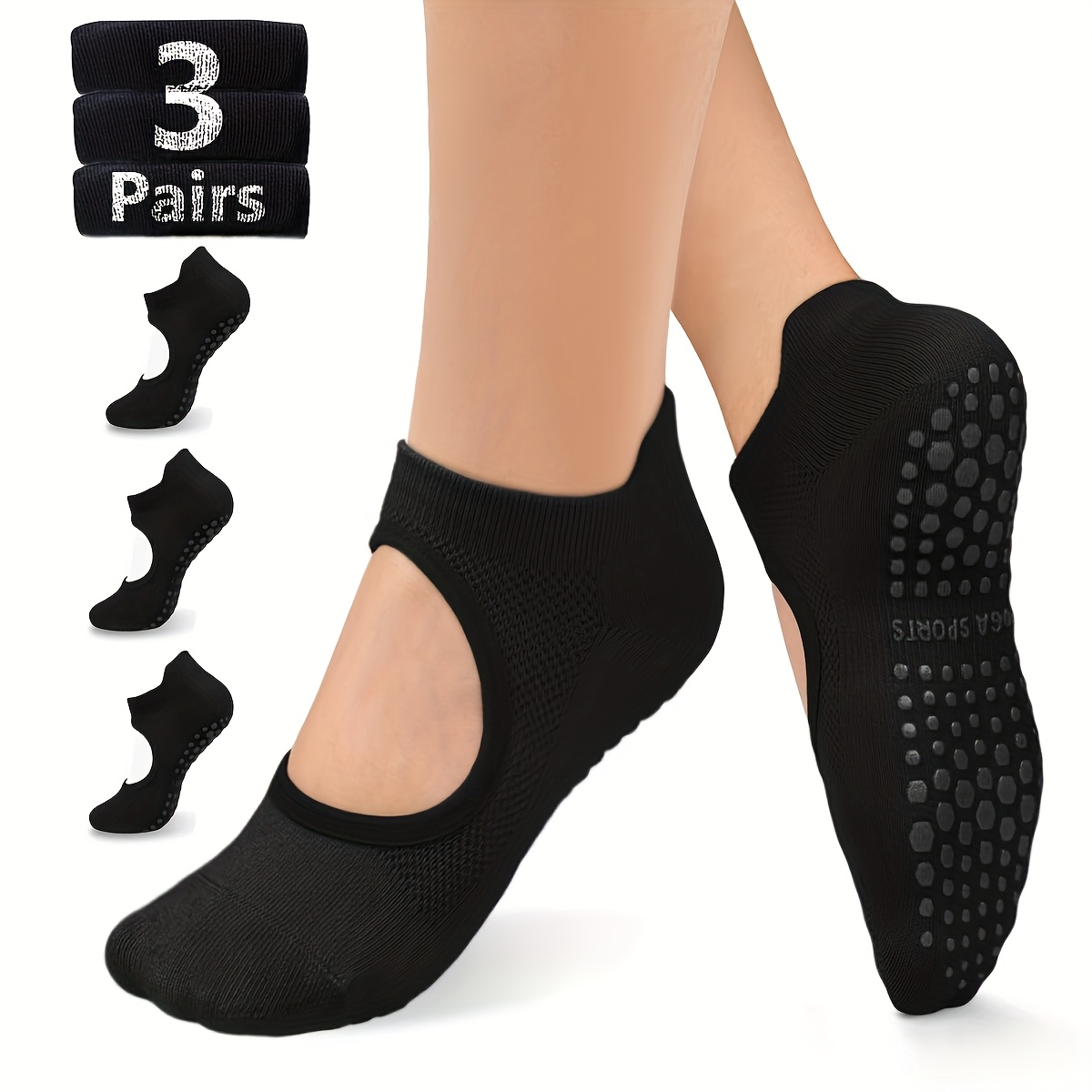 Pilates Yoga Barre - ถุงเท้ากันลื่นสำหรับผู้หญิง สำหรับโยคะ บาร์เร่ พิลาทิส ฟิตเนส ยิม