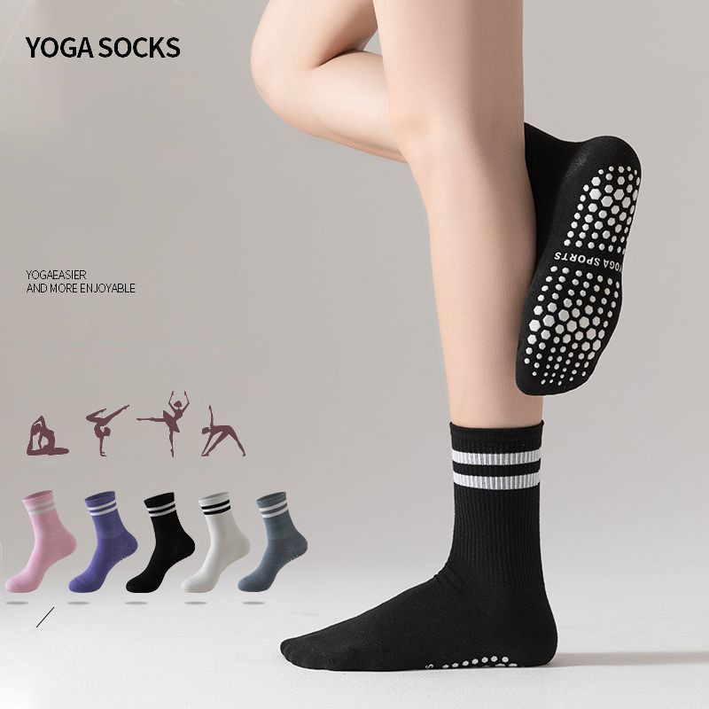 Pilates & Yoga Elastic Band - ดรีมไลค์ลิน 1 คู่ถุงเท้าโยคะสำหรับผู้หญิงแบบกลางน่อง ถุงเท้ากันลื่น ระบายอากาศได้ดี และซับเหงื่อ