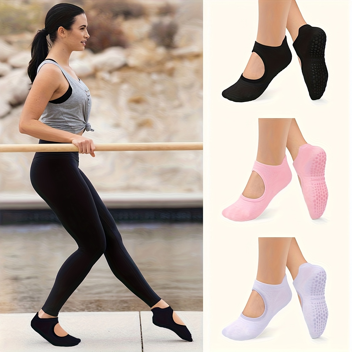 ถุงเท้ากันลื่นสำหรับผู้หญิง สำ - Pilates Yoga Barre บทวิจารณ์และราคา