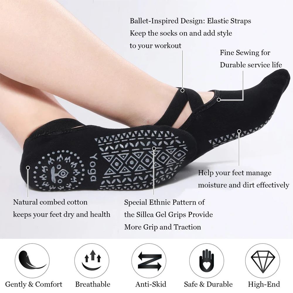 ถุงเท้าโยคะสำหรับผู้หญิง 1 คู่ - Pilates Yoga Barre บทวิจารณ์และราคา