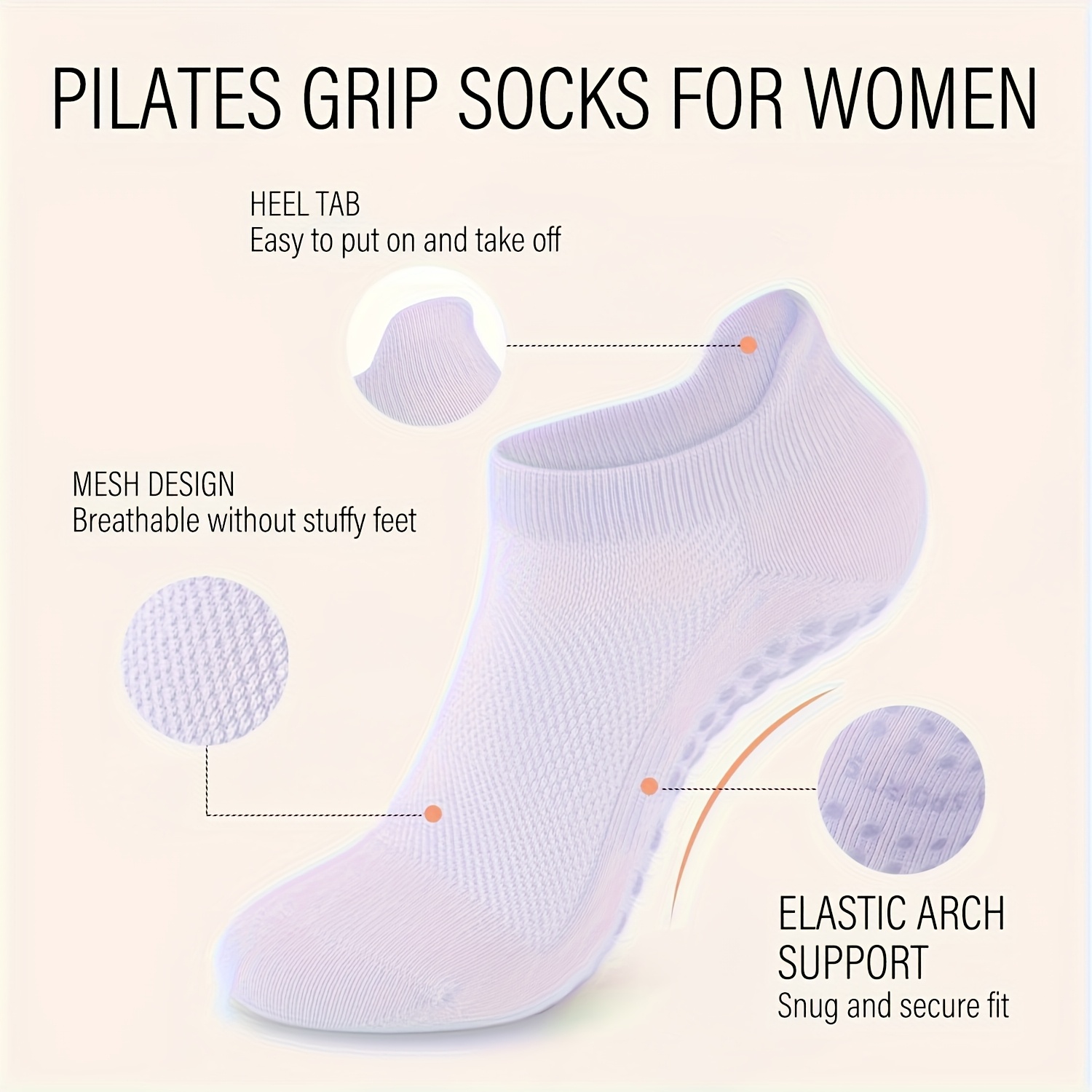 ถุงเท้าพิลาทิสแบบมีกันลื่นสำหร - Pilates Yoga Barre บทวิจารณ์และราคา