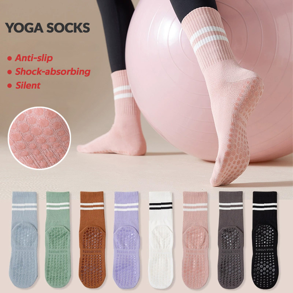 ถุงเท้ายาวสำหรับโยคะ 3 คู่ พร้ - Pilates Yoga Barre บทวิจารณ์และราคา